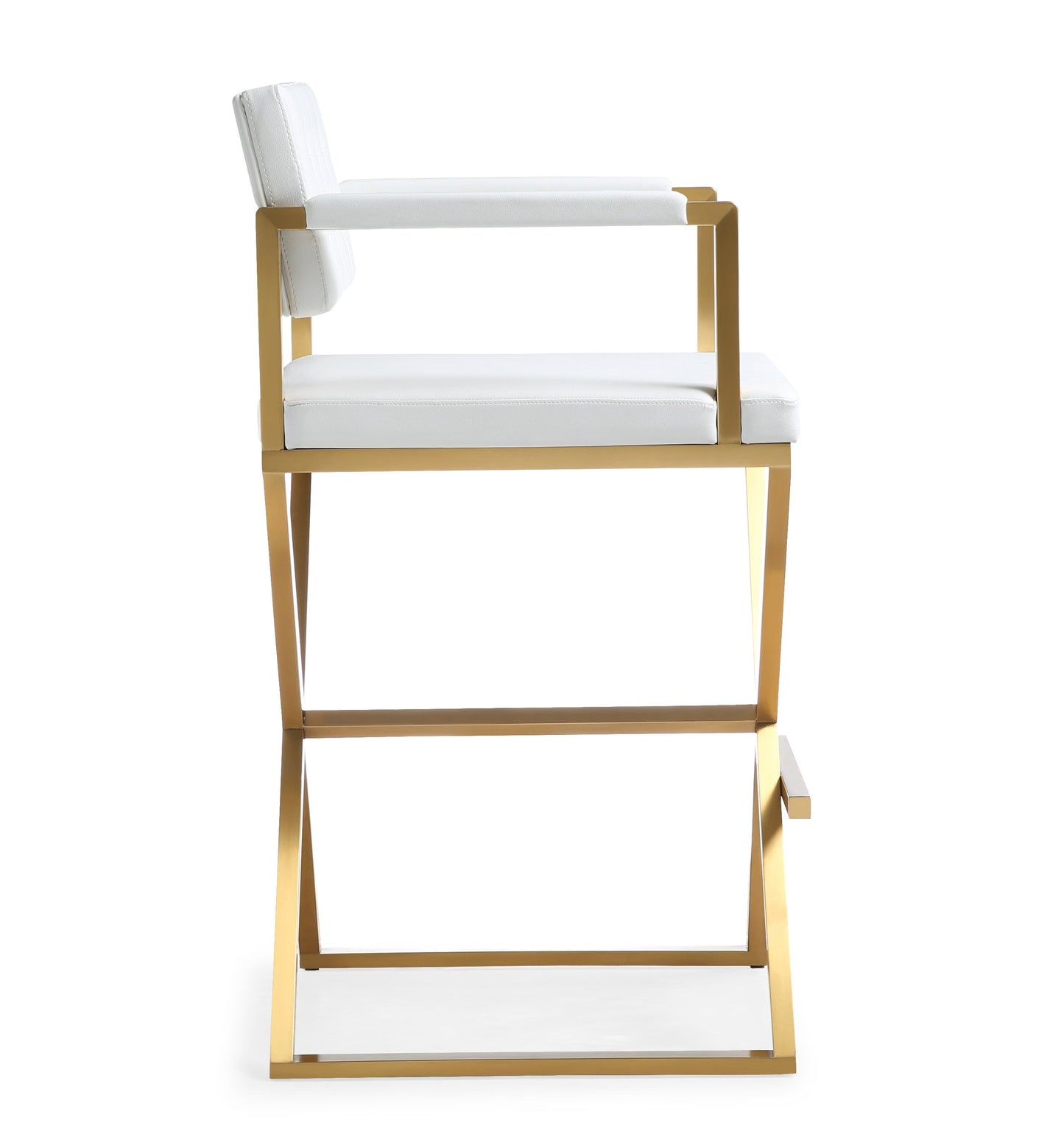 Director Performance Vegan Leather Stool With Gold Base by TOV K3670