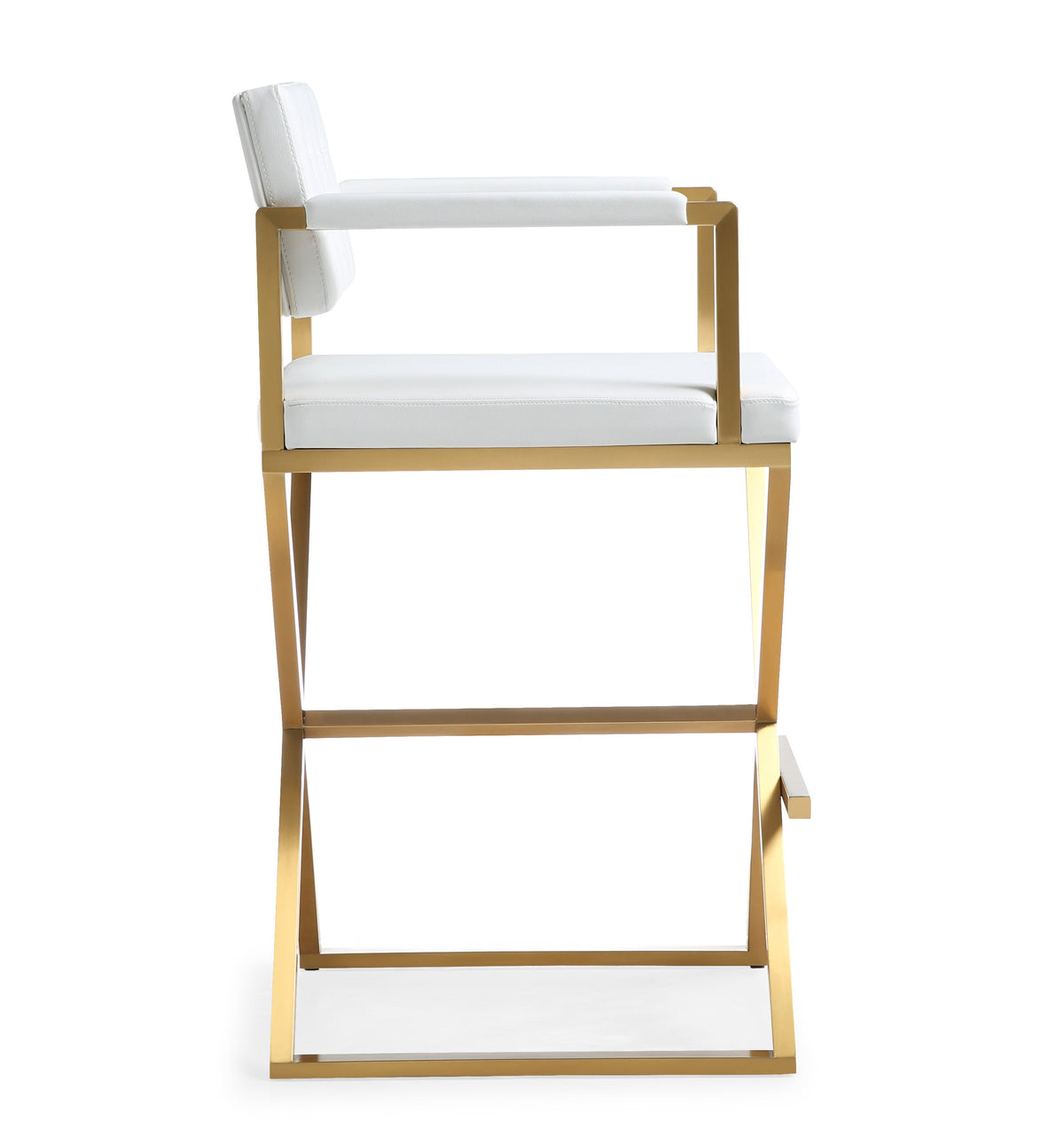 Director White Performance Vegan Leather and Gold Steel Barstool by TOV Furniture – photo 4 of 9