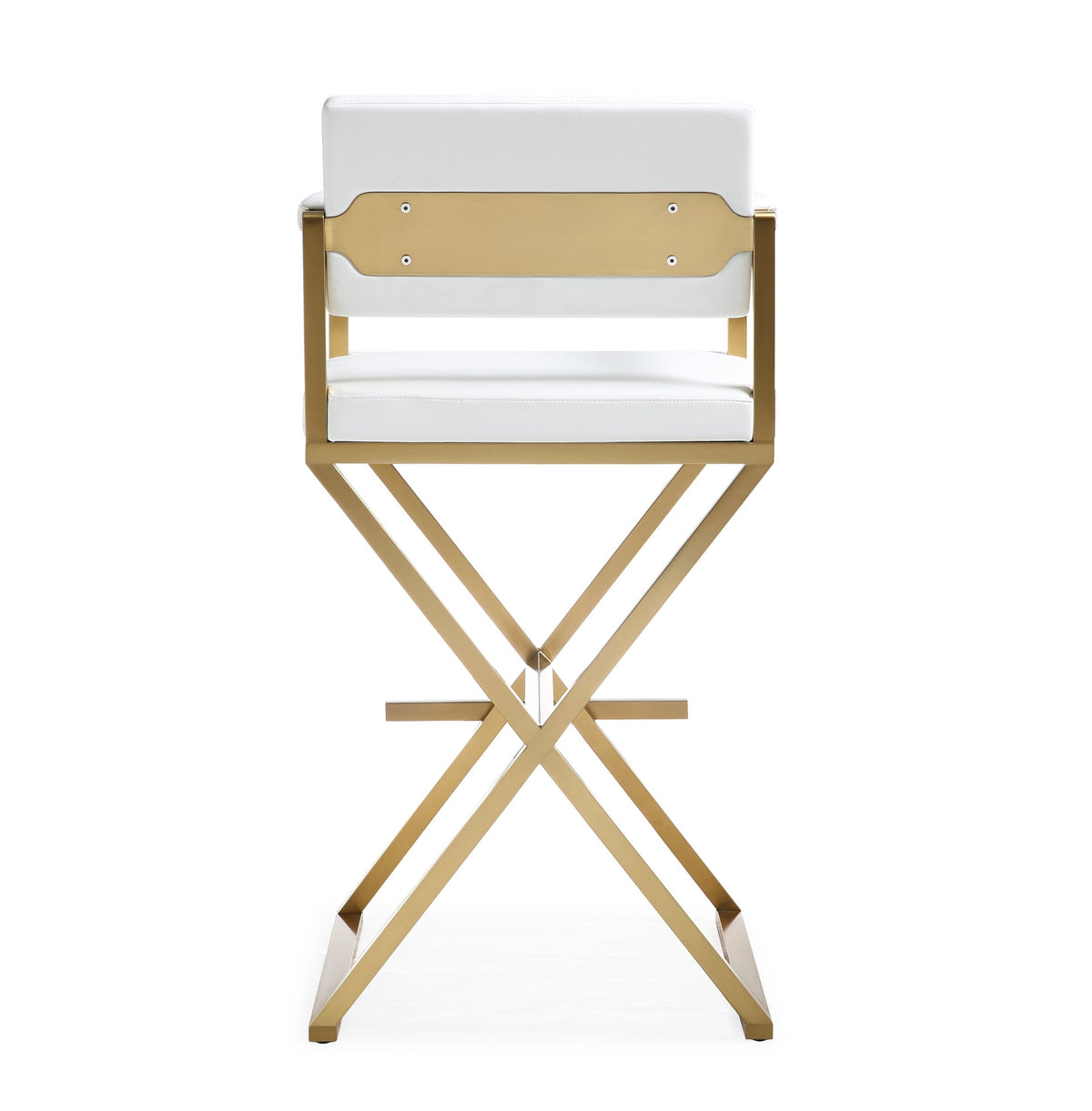 Director White Performance Vegan Leather and Gold Steel Barstool by TOV Furniture – photo 5 of 9