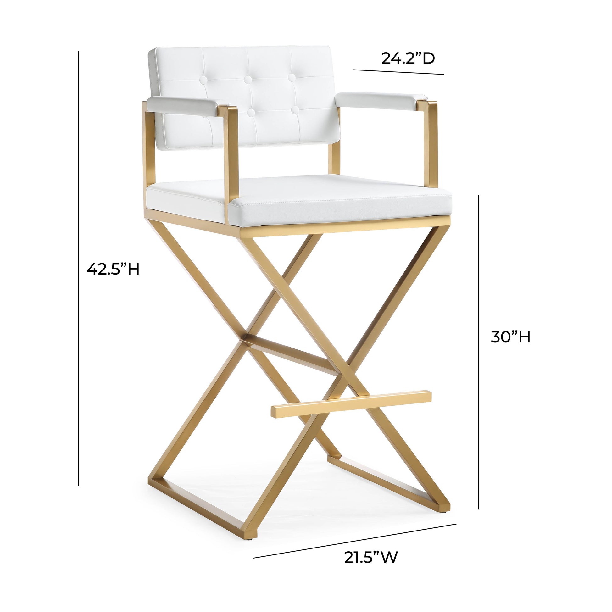 Director Performance Vegan Leather Stool With Gold Base by TOV K3669