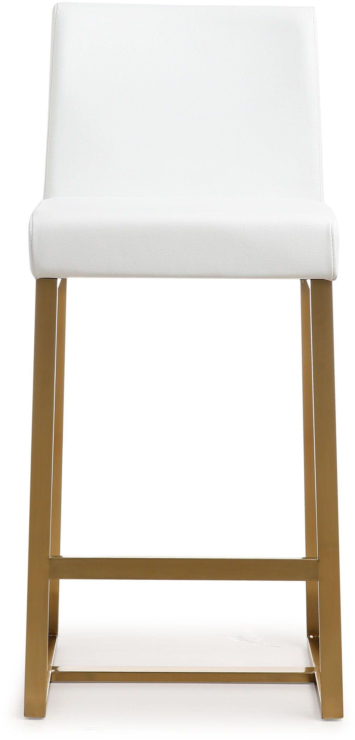 Denmark Performance Vegan Leather Stool with Gold Base - Set of 2 White Counter Height by Tov Furniture