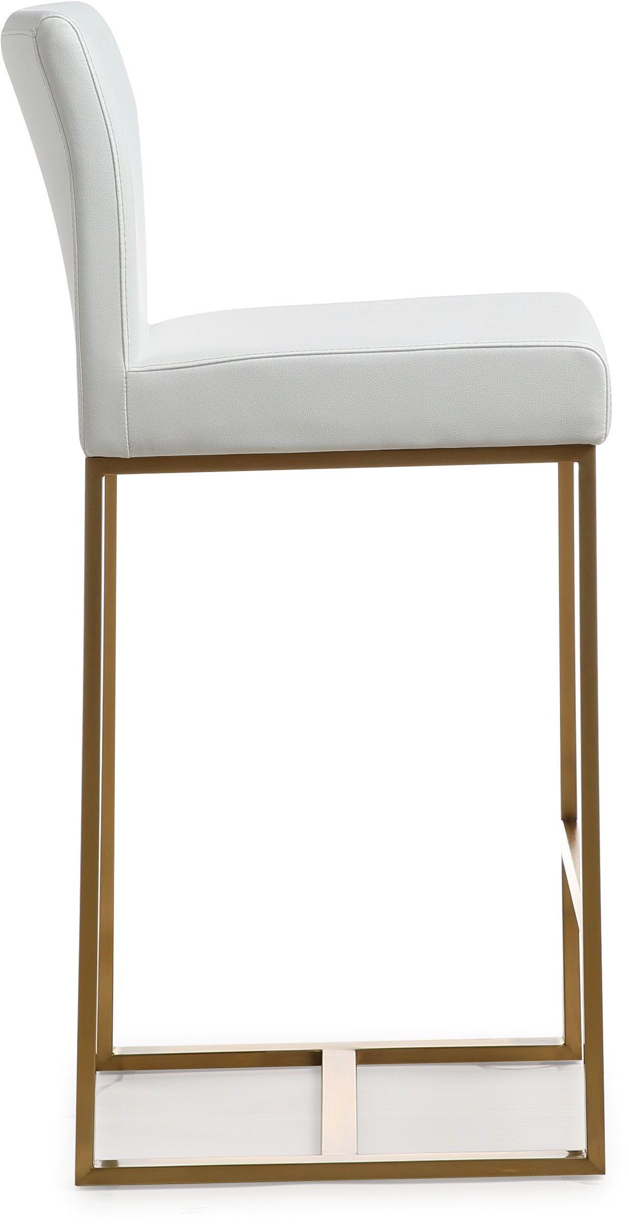 Denmark Performance Vegan Leather Stool with Gold Base - Set of 2 White Counter Height by Tov Furniture