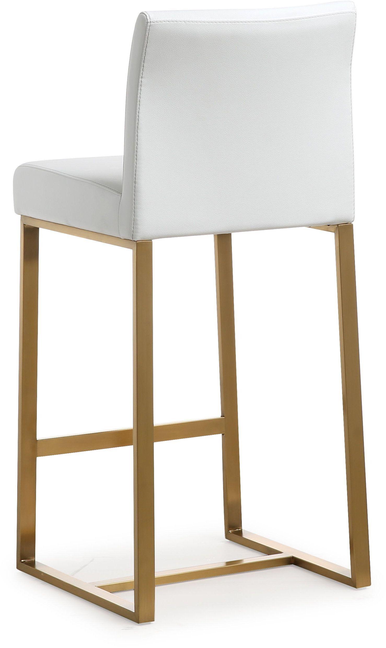 Denmark Performance Vegan Leather Stool with Gold Base - Set of 2 White Counter Height by Tov Furniture