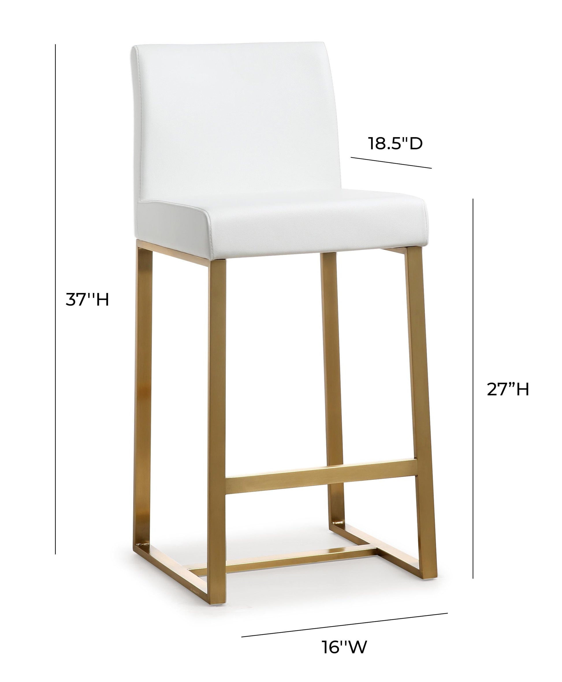 Denmark Performance Vegan Leather Stool with Gold Base - Set of 2 White Counter Height by Tov Furniture