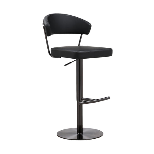 Cosmo Black Performance Vegan Leather On Black Steel Barstool by TOV K3681