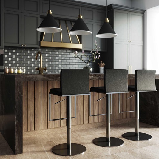 Amalfi Black Performance Vegan Leather on Black Stool by TOV Furniture – photo 2 of 10