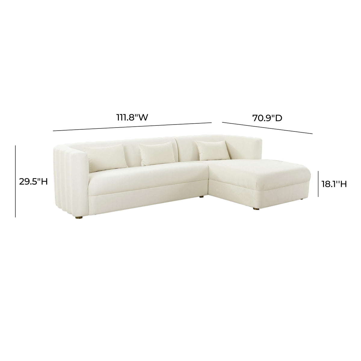 Callie Cream Performance Velvet Sectional - RAF by TOV Furniture – photo 6 of 6