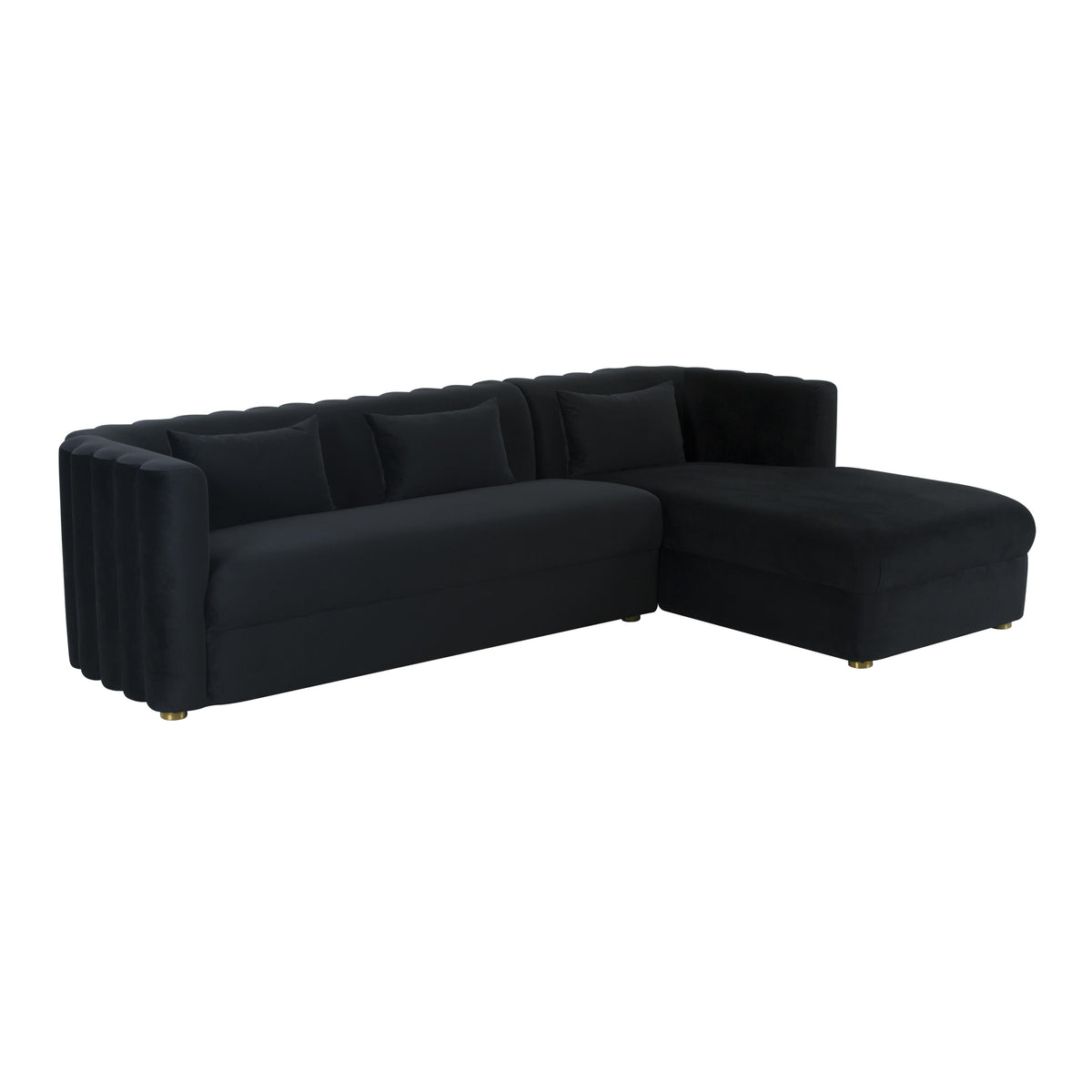 Callie Black Performance Velvet Sectional - RAF by TOV Furniture – photo 1 of 6
