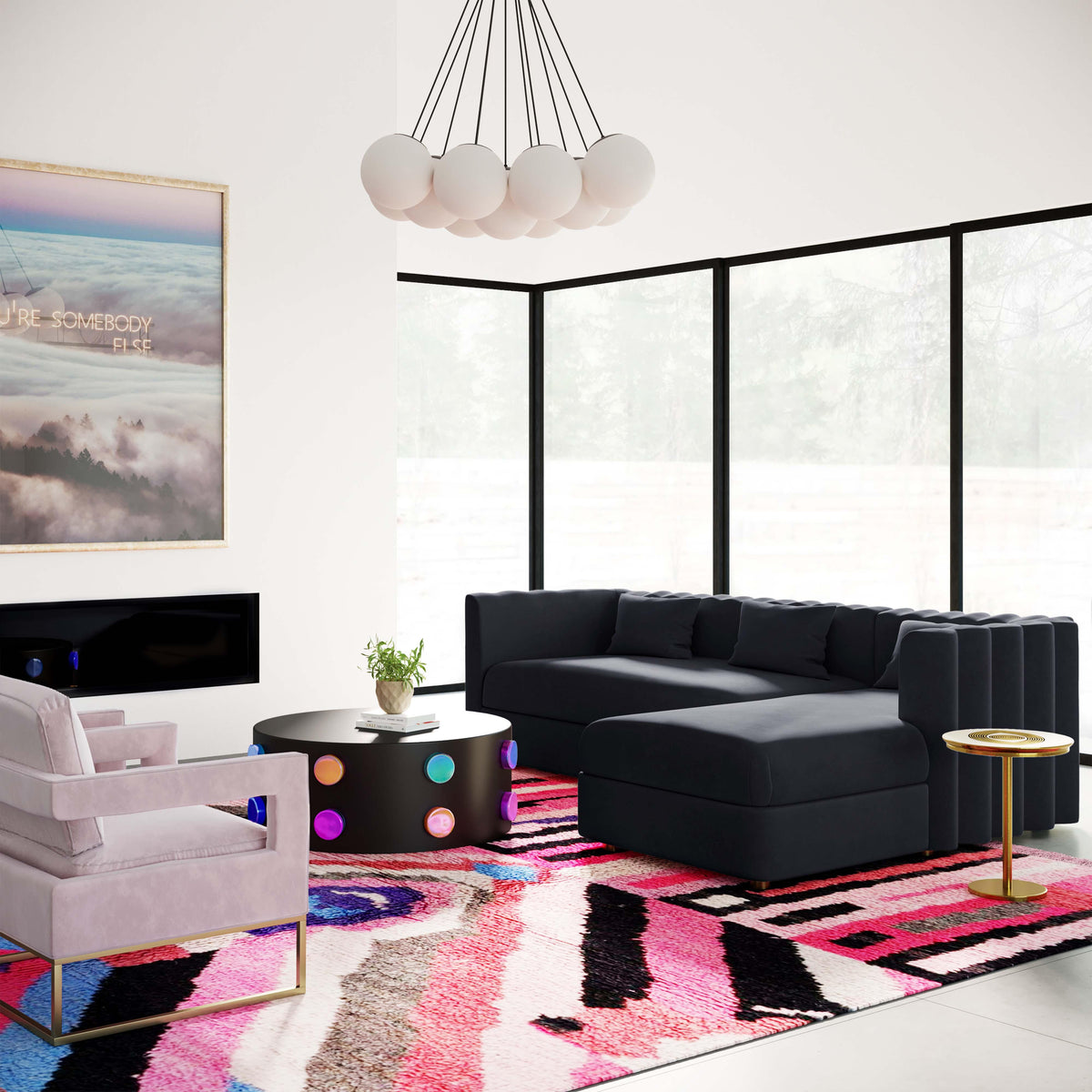 Callie Black Performance Velvet Sectional - RAF by TOV Furniture – photo 2 of 6