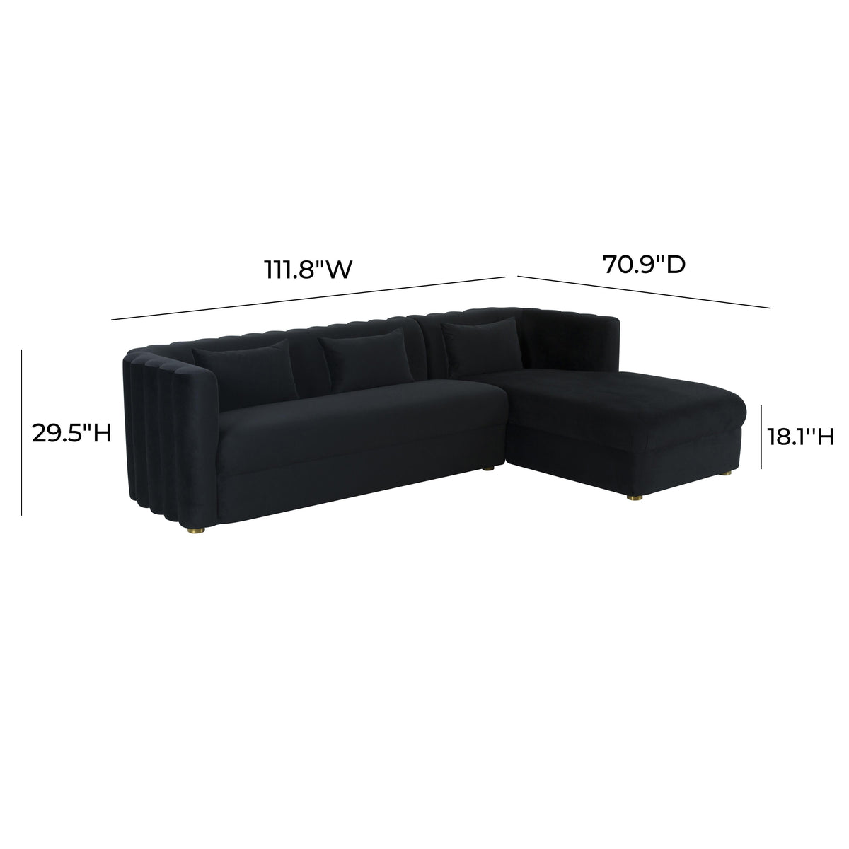 Callie Black Performance Velvet Sectional - RAF by TOV Furniture – photo 6 of 6
