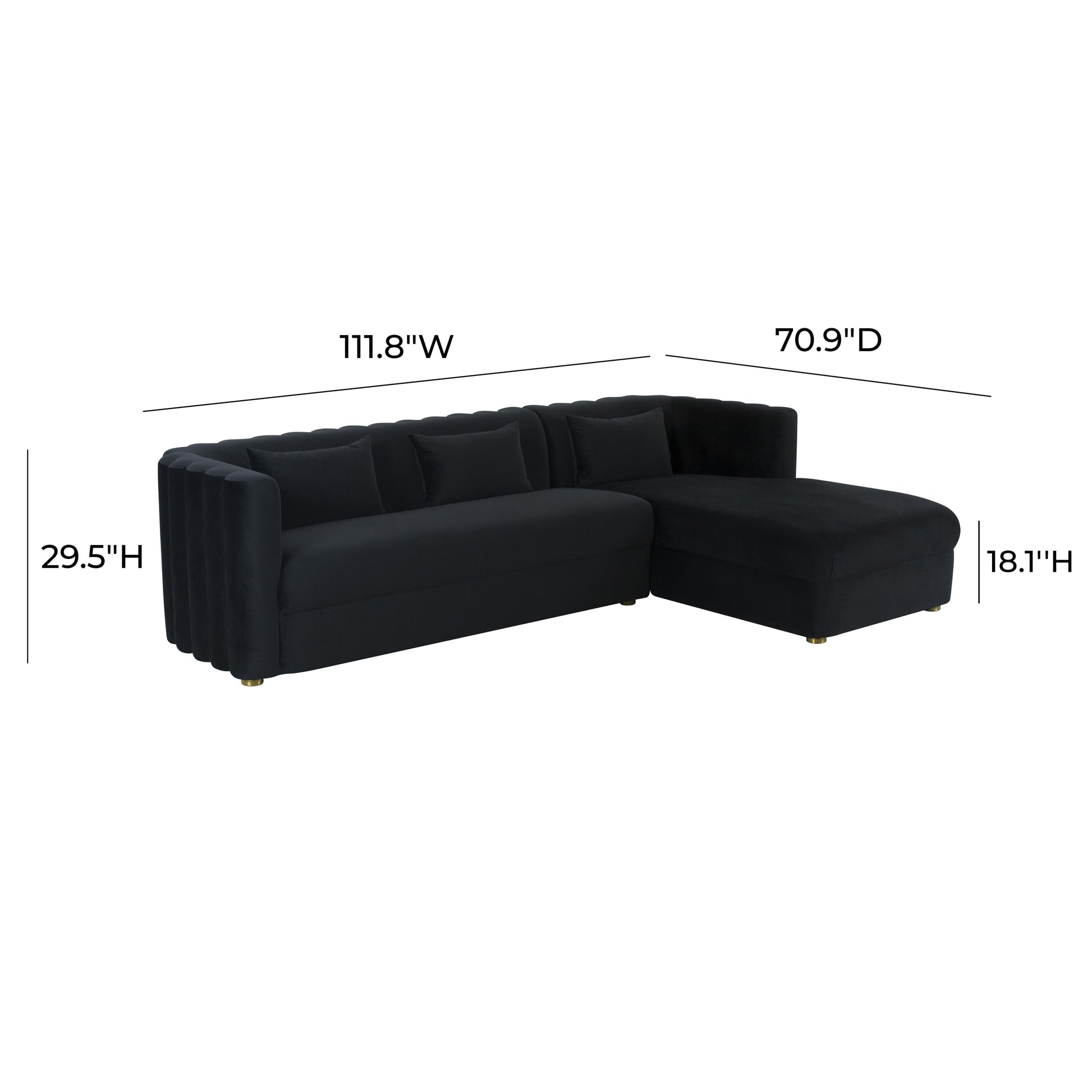 Callie 2 Piece Velvet L Shaped Sectional by TOV L44160 L44162