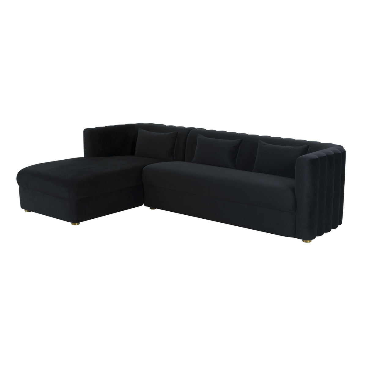 Callie Black Performance Velvet Sectional - LAF by TOV Furniture – photo 1 of 7