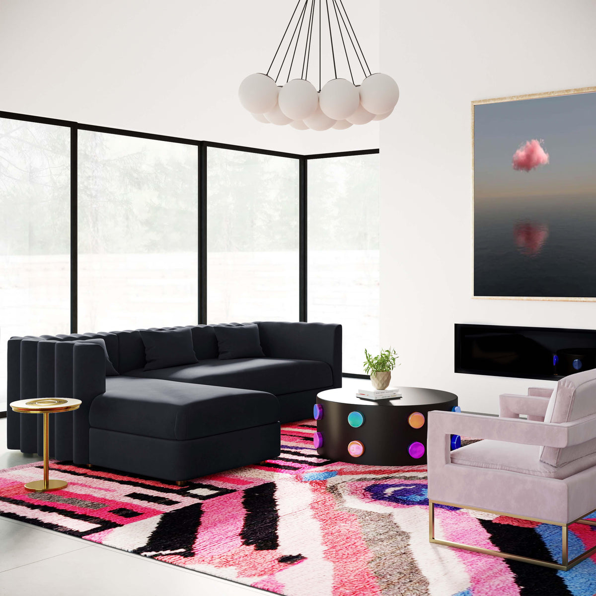 Callie Black Performance Velvet Sectional - LAF by TOV Furniture – photo 3 of 7