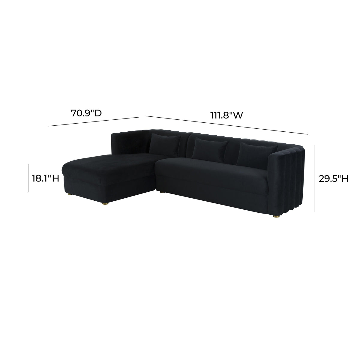 Callie Black Performance Velvet Sectional - LAF by TOV Furniture – photo 7 of 7