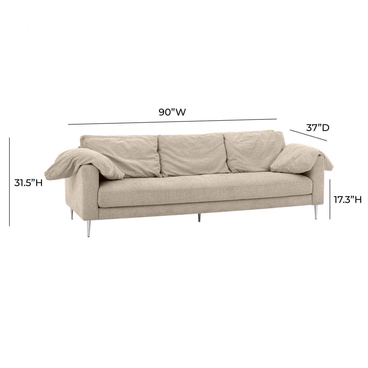 Vari 90 Textured Velvet Lounge Sofa by TOV L54244