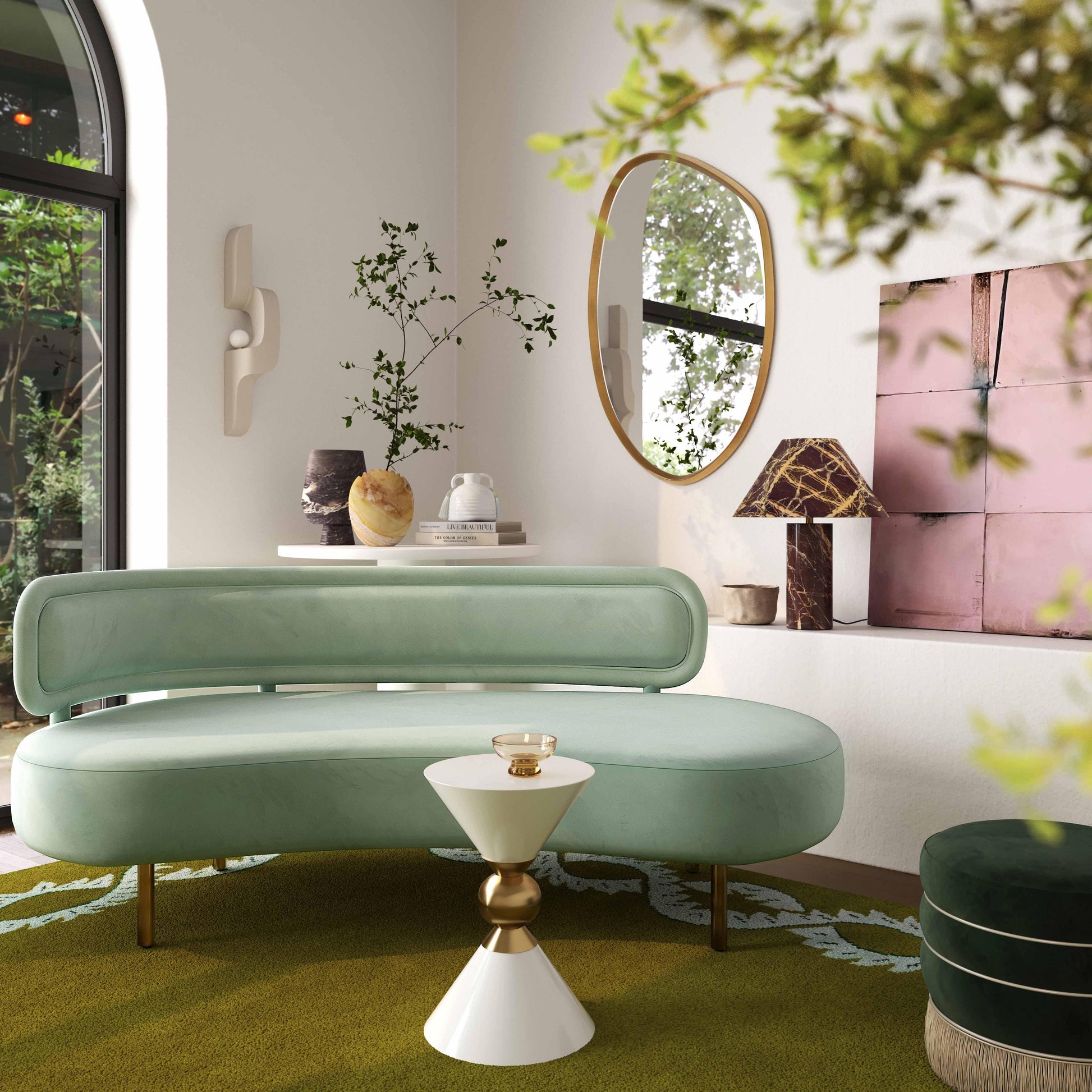 Tischa 70" Performance Fabric Sofa Mint Green by Tov Furniture