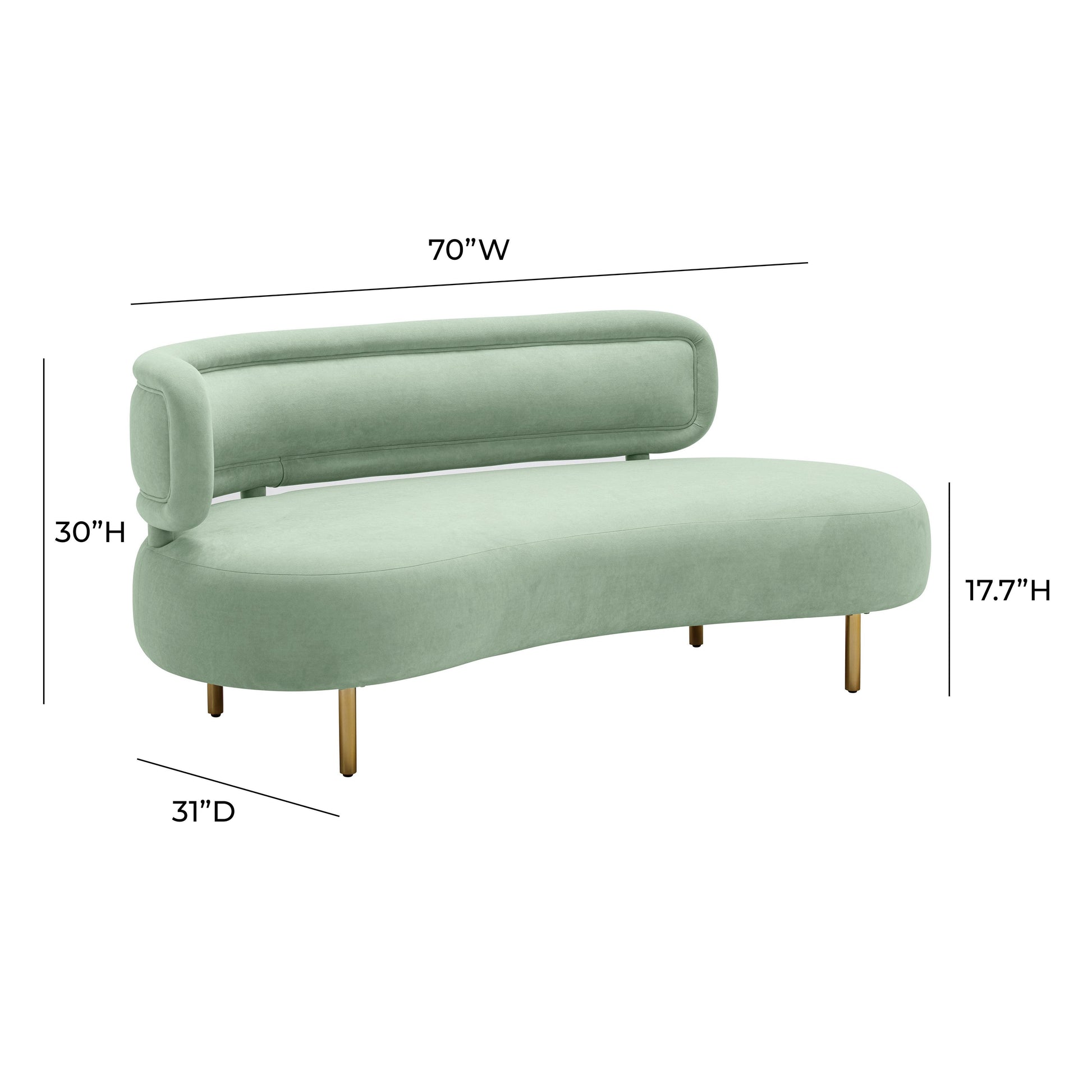 Tischa 70" Performance Fabric Sofa Mint Green by Tov Furniture