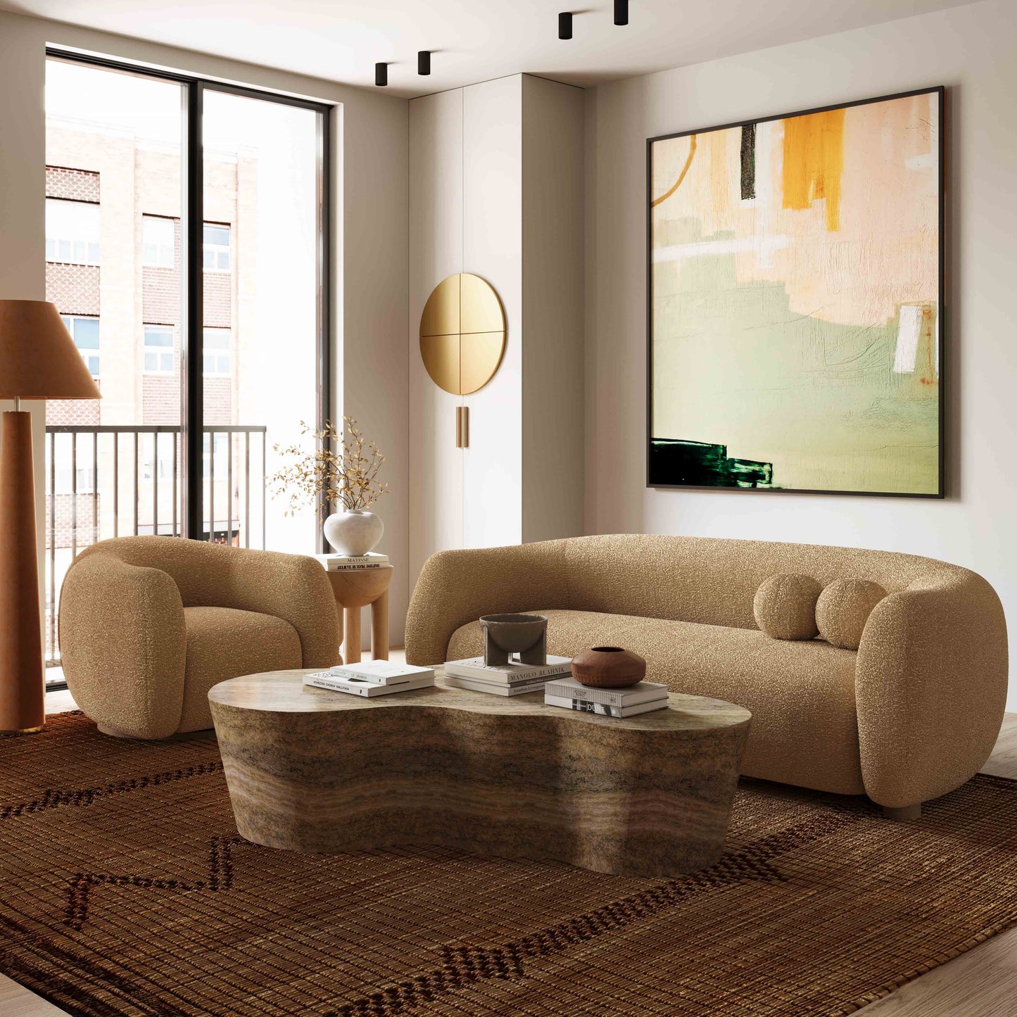 Judy Boucle Swivel Chair Honey by Tov Furniture