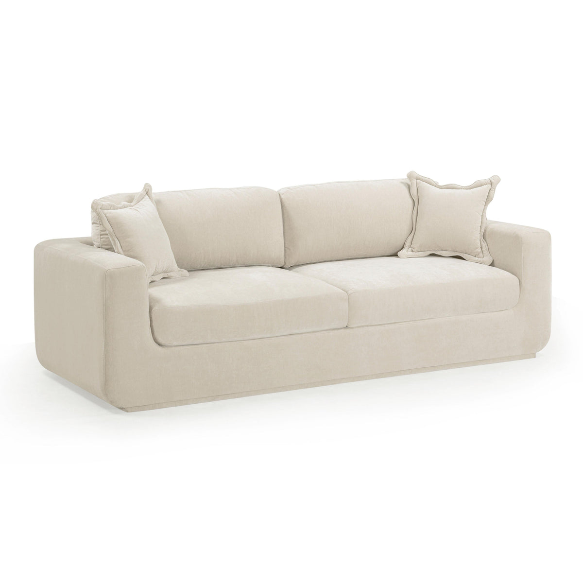Miri 90.5" Upcycled Contract-Grade Washed Velvet Sofa in Cream by TOV Furniture – photo 1 of 8