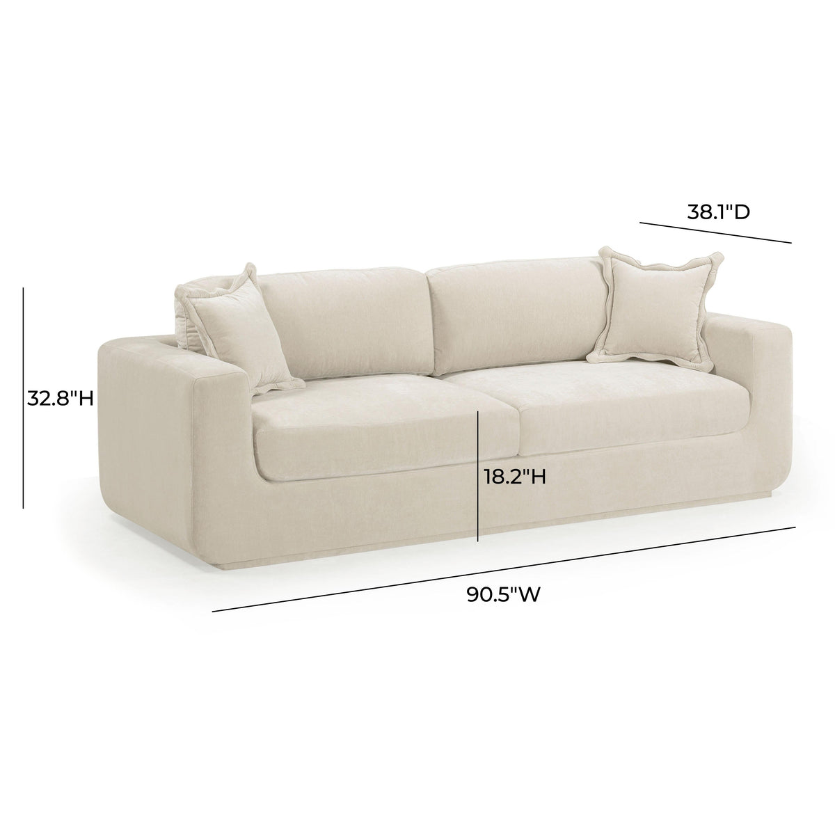 Miri 90.5" Upcycled Contract-Grade Washed Velvet Sofa in Cream by TOV Furniture – photo 7 of 8