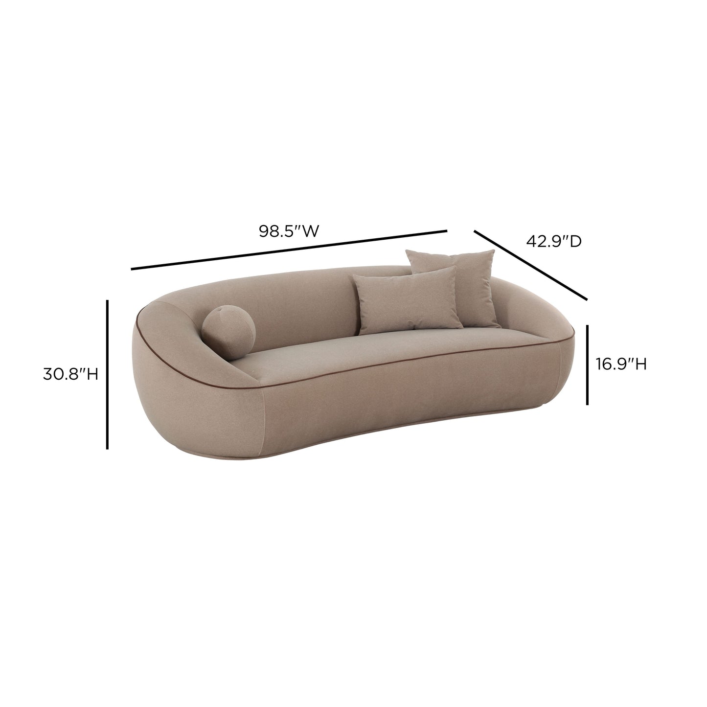 Jenny 98.5" Taupe Performance Faux Mohair Sofa Taupe by Tov Furniture