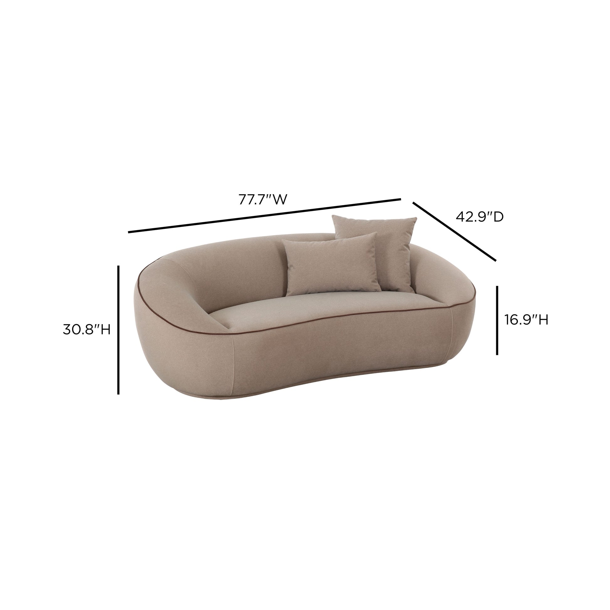 Jenny 78" Taupe Performance Faux Mohair Loveseat Taupe by Tov Furniture