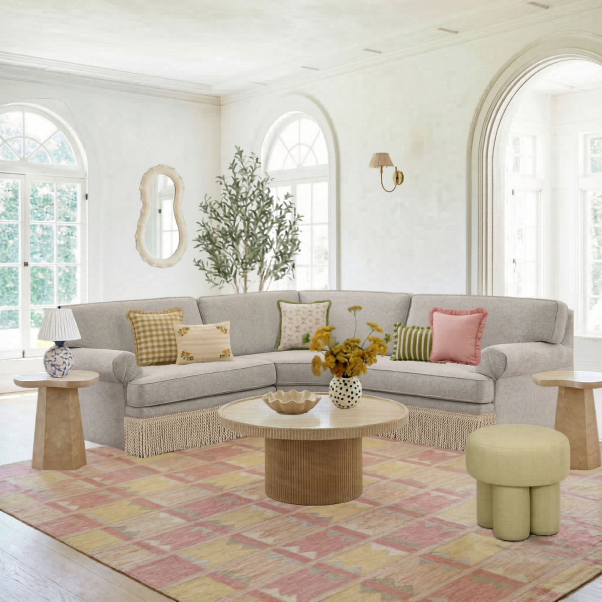 Yvette 3-Piece Warm Grey Performance Boucle L-Sectional by TOV Furniture – photo 2 of 7