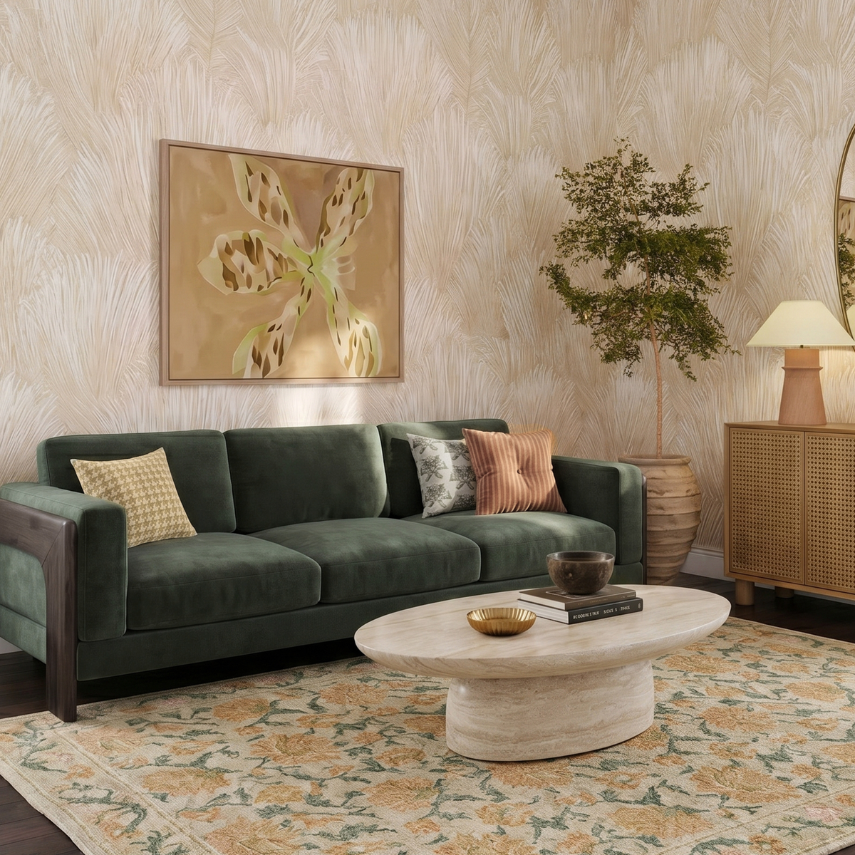 Elyn 91" Olive Green Upcycled Contract-Grade Chenille Sofa by TOV Furniture – photo 2 of 7