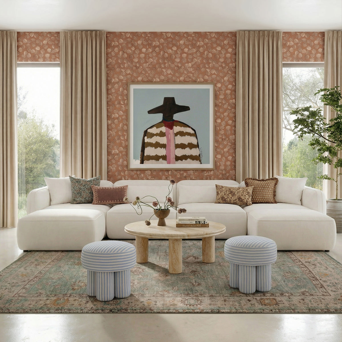 Tarra 4-Piece Cream Performance Chenille Modular U-Sectional by TOV Furniture – photo 2 of 6