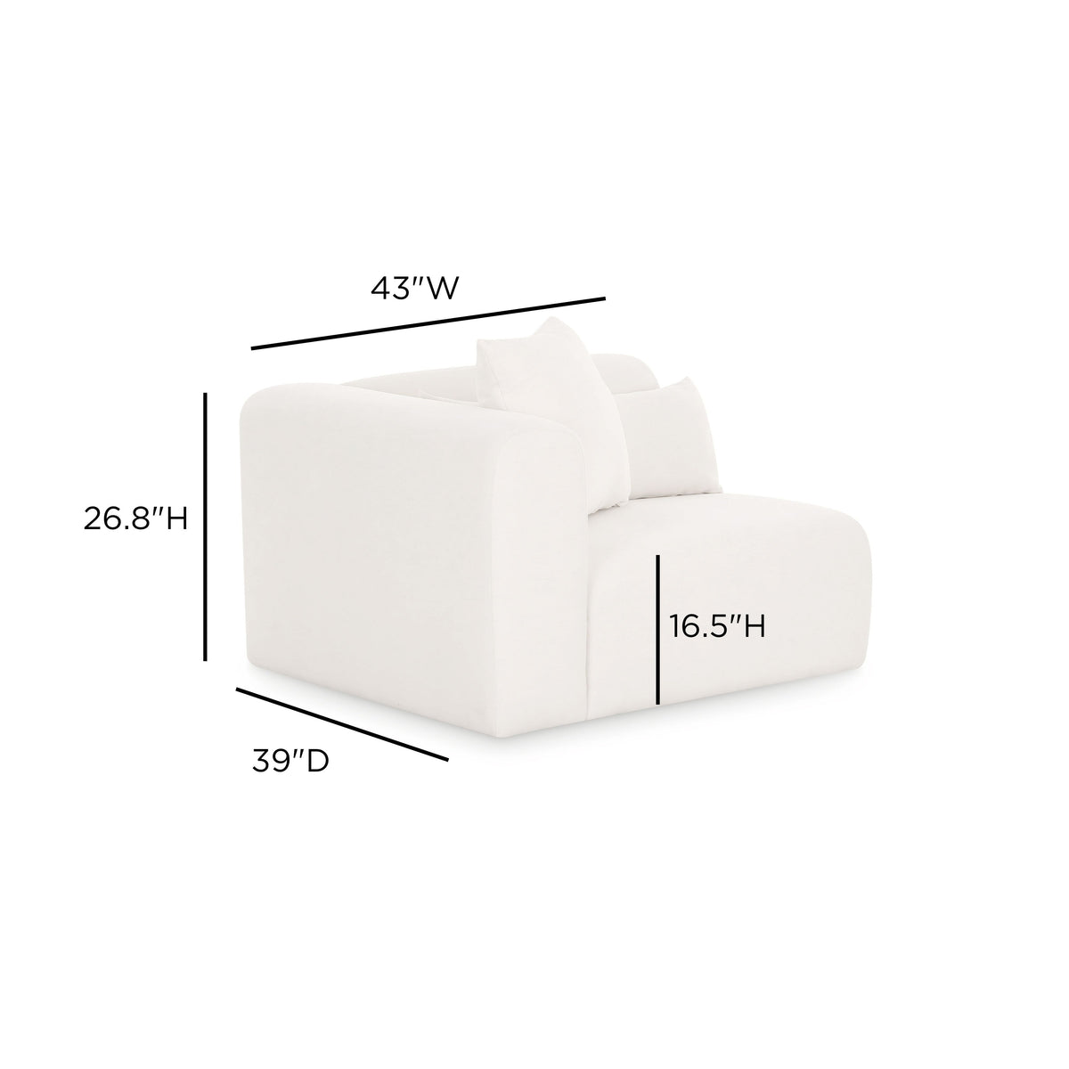 Tarra Cream Performance Chenille Modular LAF Corner Chair by TOV Furniture – photo 6 of 6
