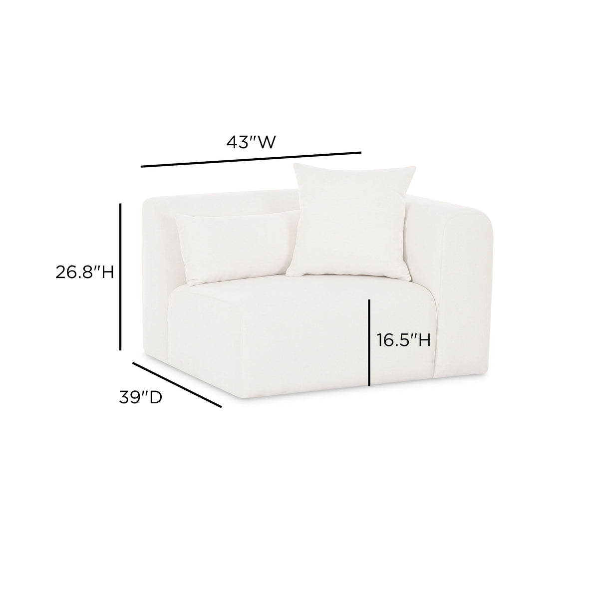 Tarra Cream Performance Chenille Modular RAF Corner Chair by TOV Furniture – photo 6 of 6