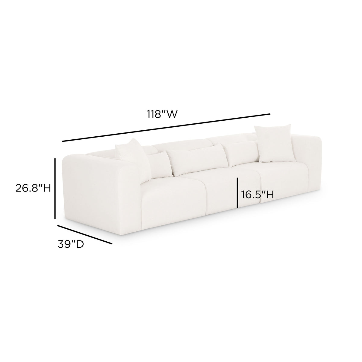 Tarra 118" Cream Performance Chenille Modular Sofa by TOV Furniture – photo 6 of 6