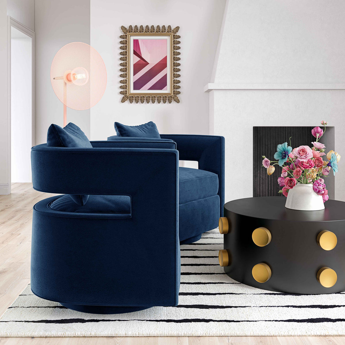 Kennedy Performance Velvet Swivel Accent Chair by TOV Furniture – room view