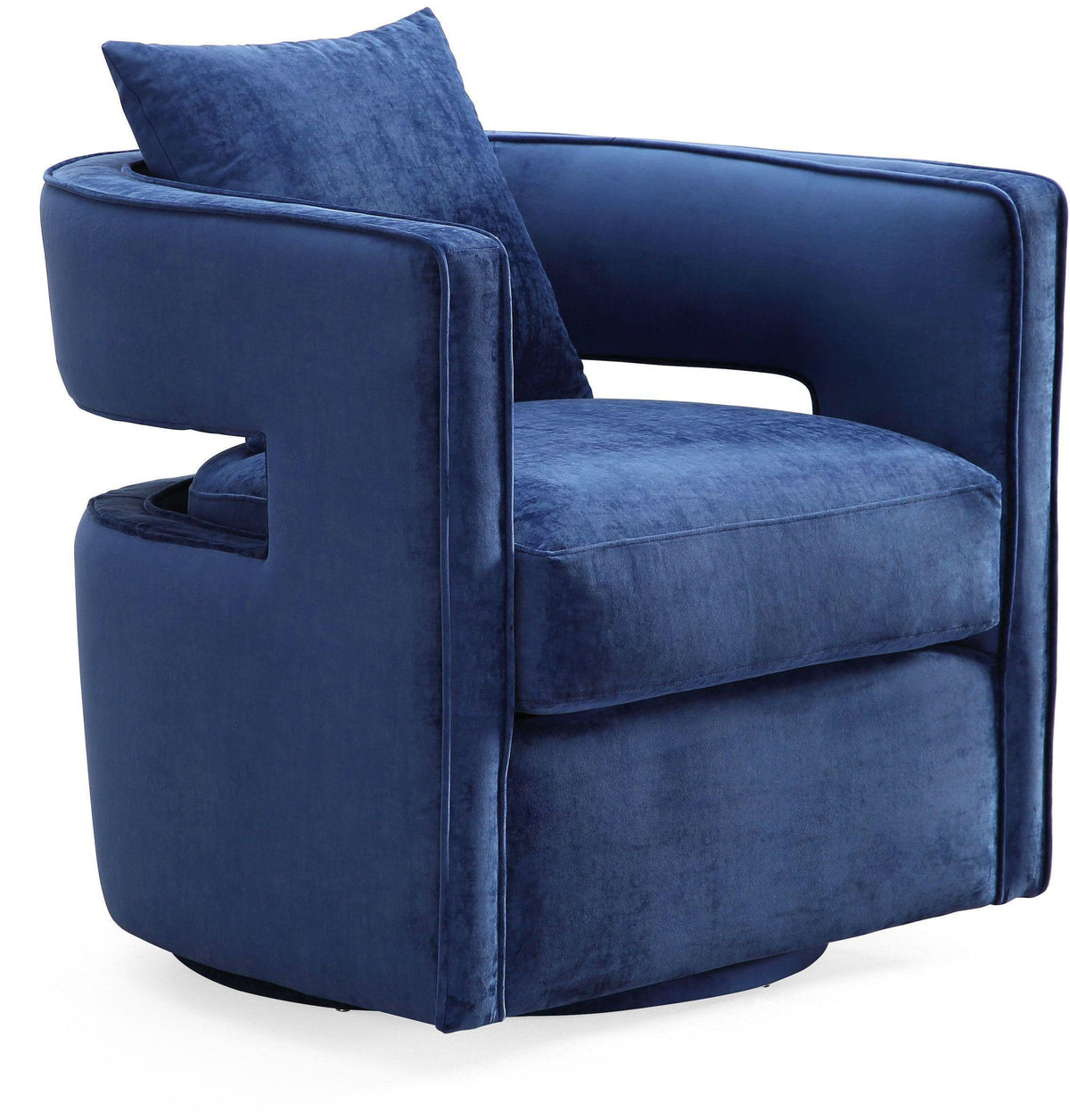 Kennedy Navy Performance Velvet Swivel Chair by TOV Furniture – photo 1 of 9