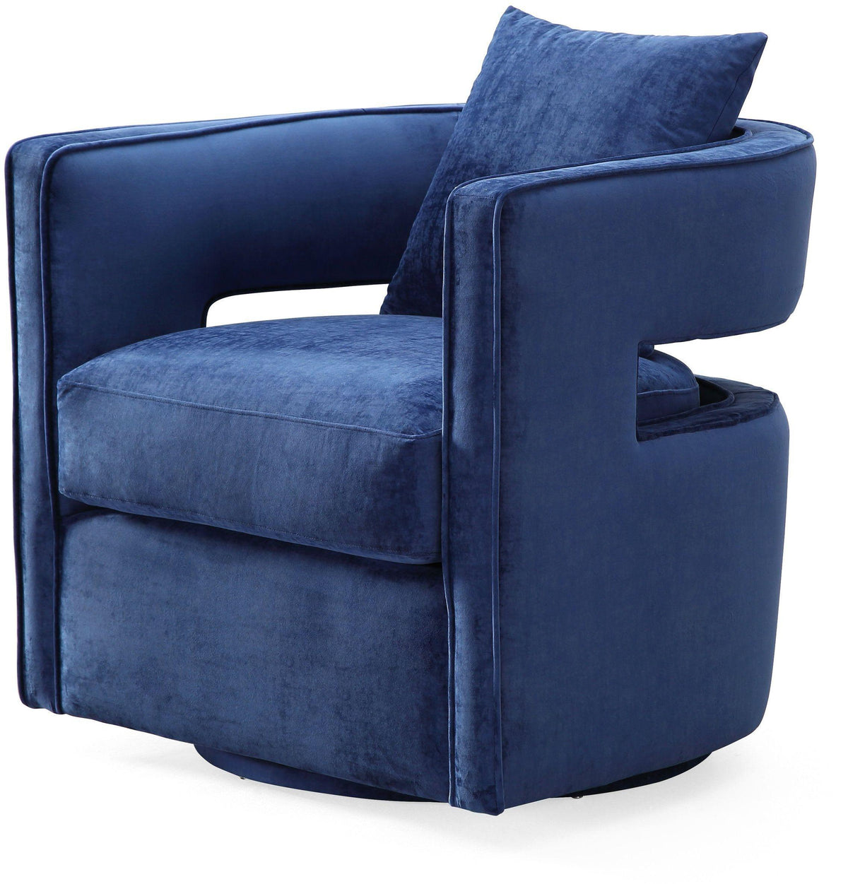 Kennedy Navy Performance Velvet Swivel Chair by TOV Furniture – photo 3 of 9