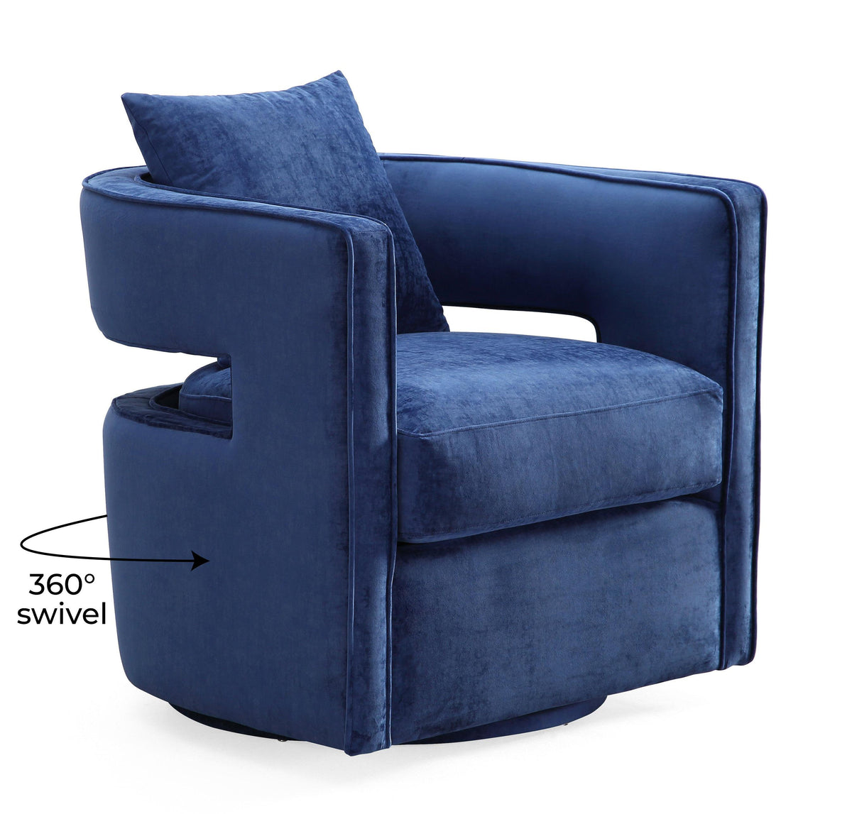 Kennedy Navy Performance Velvet Swivel Chair by TOV Furniture – photo 6 of 9