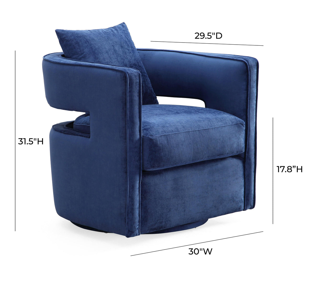 Kennedy Navy Performance Velvet Swivel Chair by TOV Furniture – photo 7 of 9