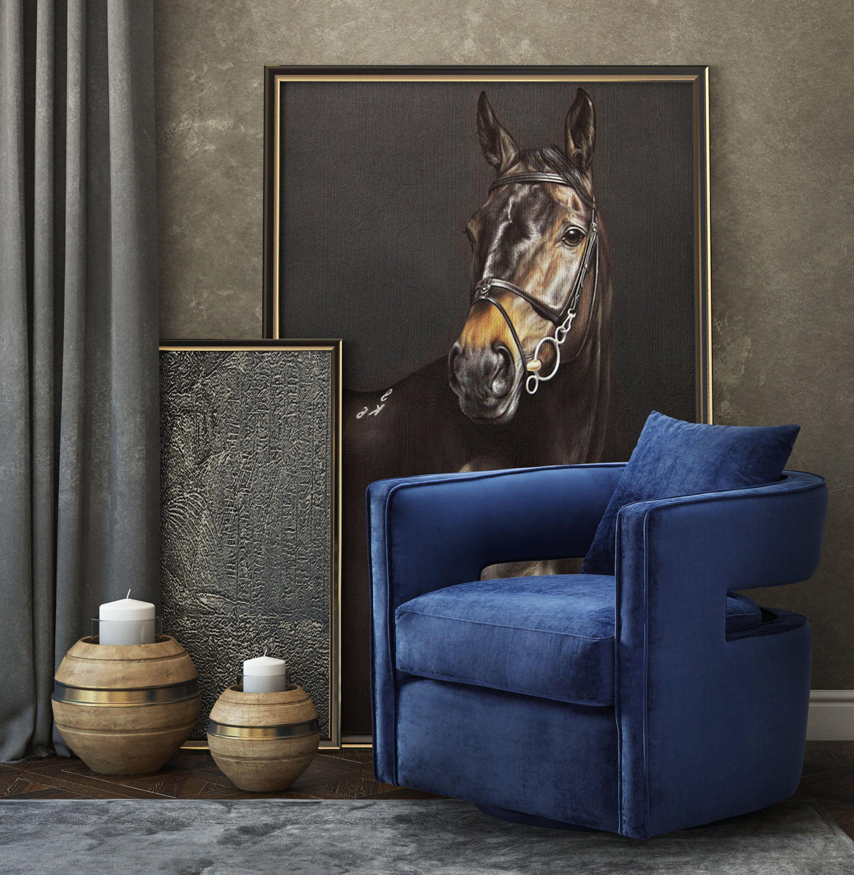 Kennedy Navy Performance Velvet Swivel Chair by TOV Furniture – photo 8 of 9