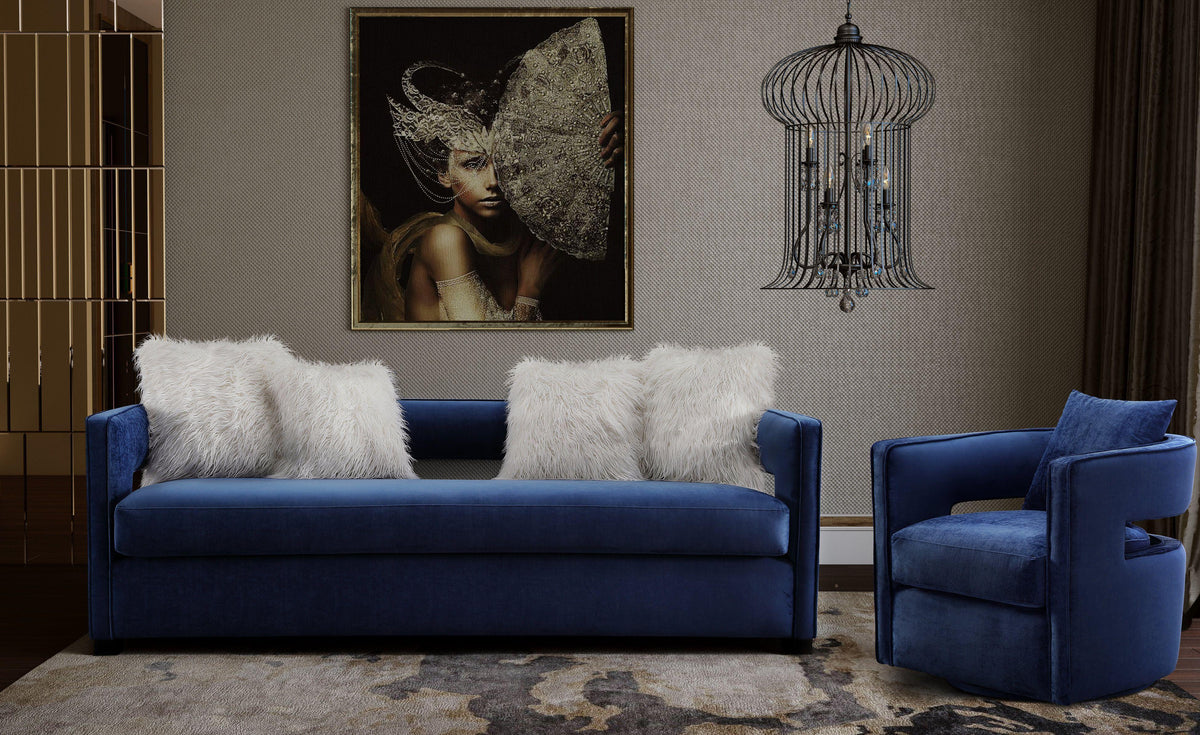 Kennedy Navy Performance Velvet Swivel Chair by TOV Furniture – photo 9 of 9