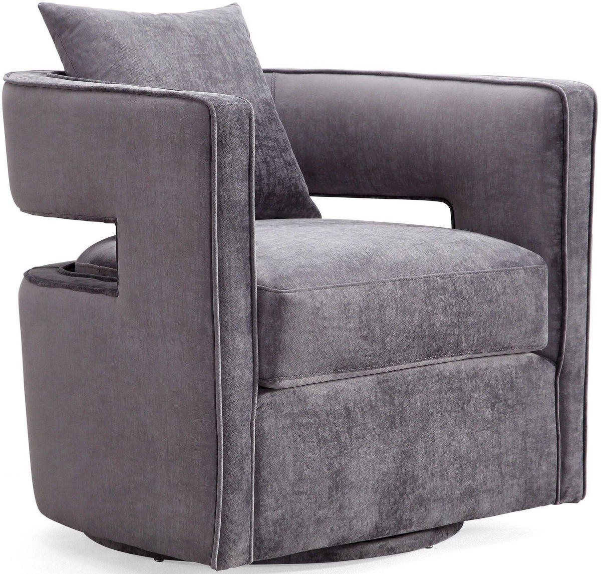 Kennedy Grey Performance Textured Velvet Swivel Chair by TOV Furniture – photo 1 of 9