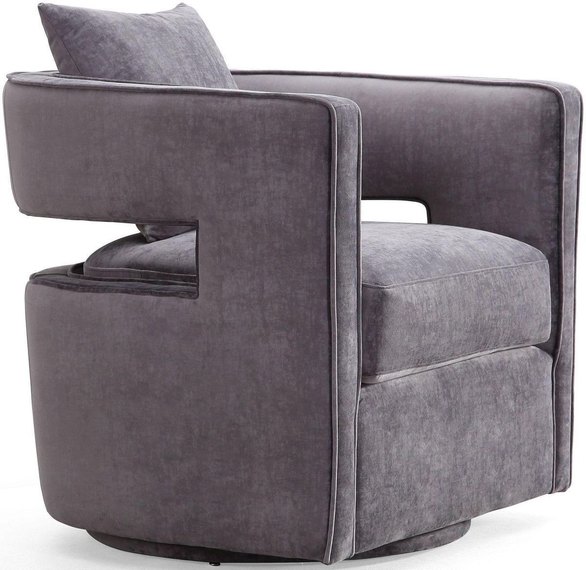 Kennedy Grey Performance Textured Velvet Swivel Chair by TOV Furniture – photo 4 of 9