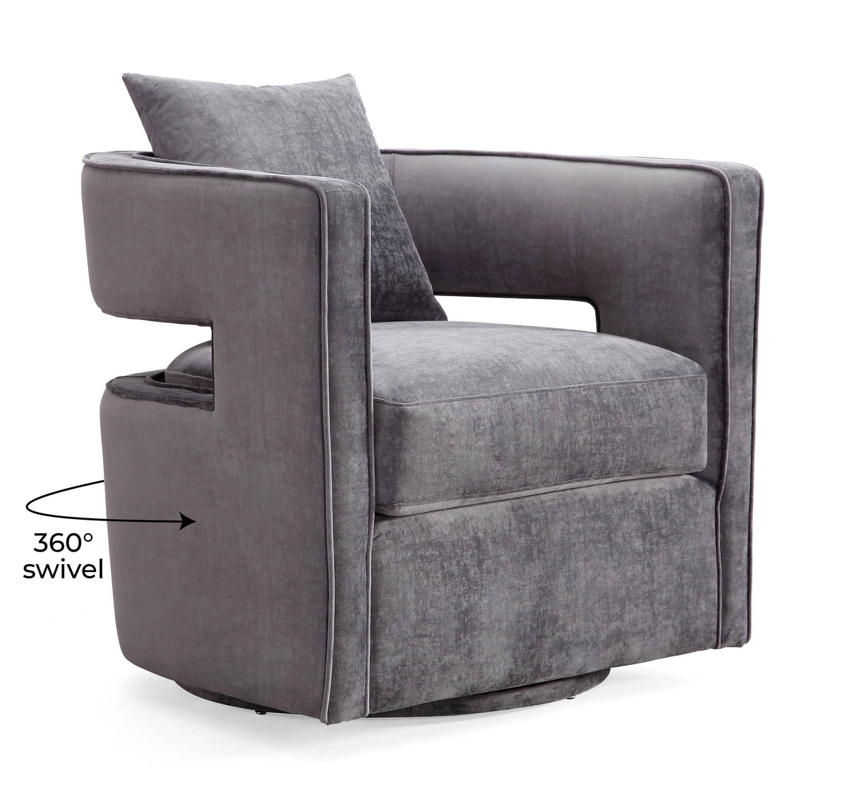 Kennedy Grey Performance Textured Velvet Swivel Chair by TOV Furniture – photo 6 of 9