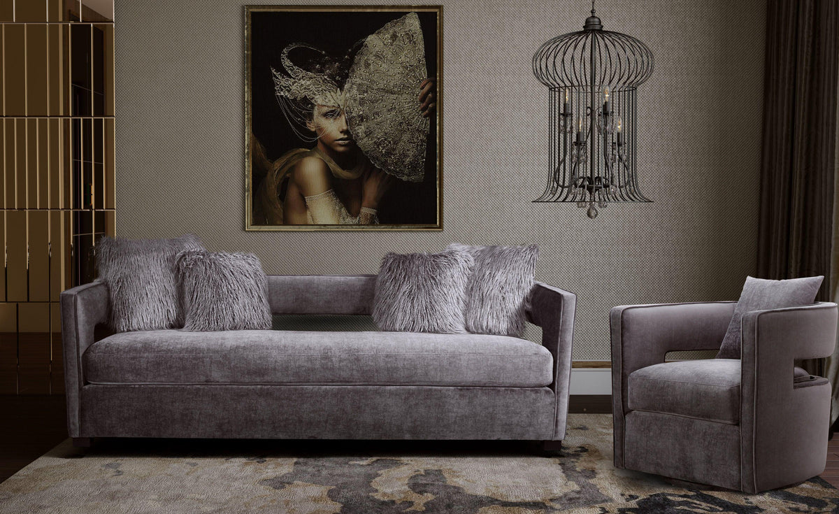 Kennedy Grey Performance Textured Velvet Swivel Chair by TOV Furniture – photo 9 of 9