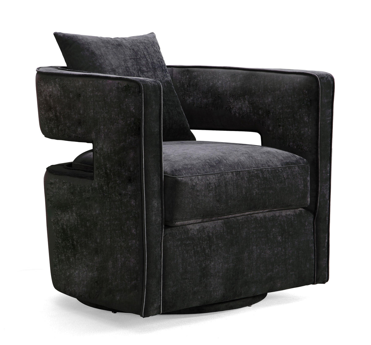 Kennedy Black Performance Velvet Swivel Chair by TOV Furniture – photo 1 of 8