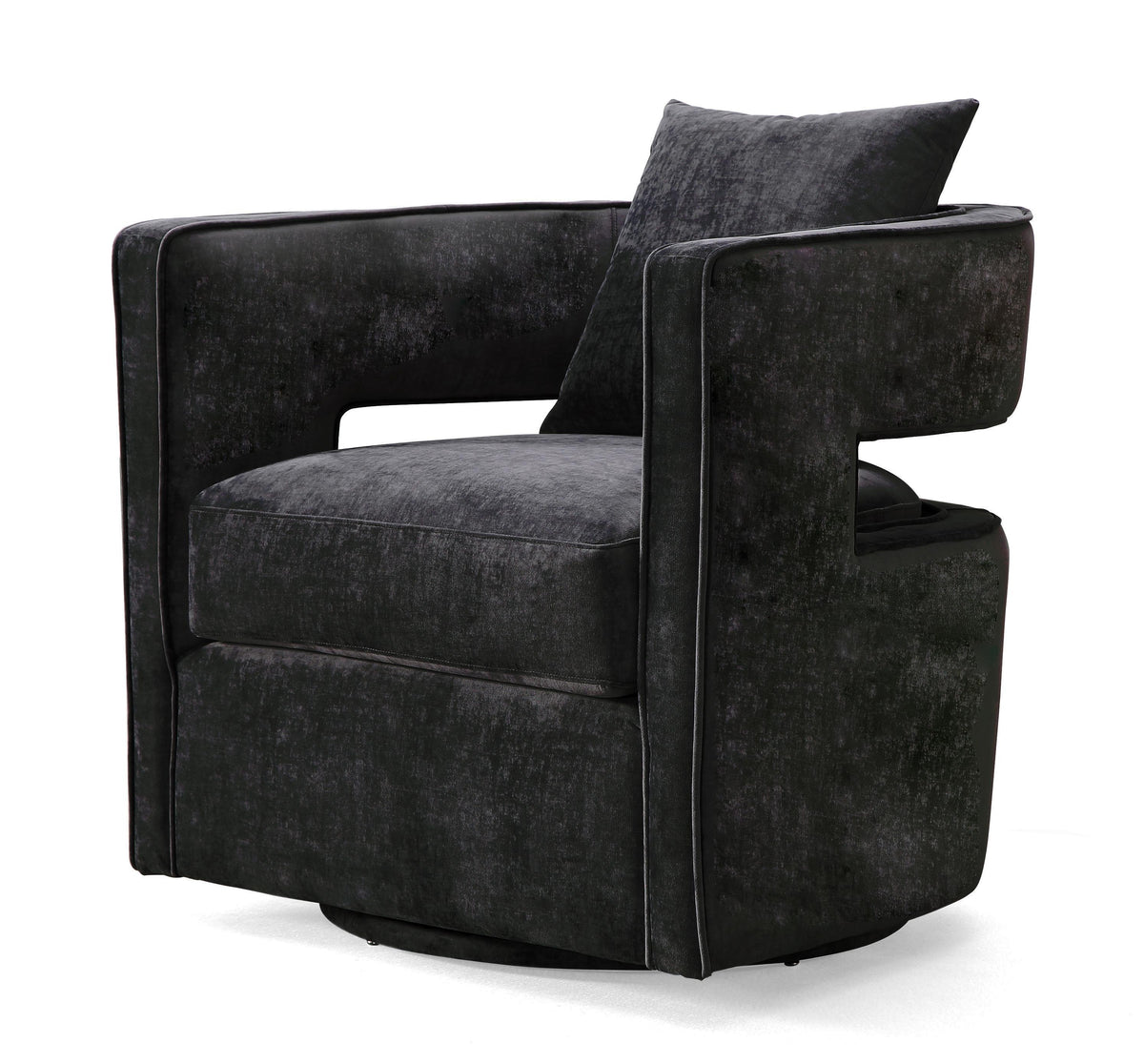 Kennedy Black Performance Velvet Swivel Chair by TOV Furniture – photo 5 of 8