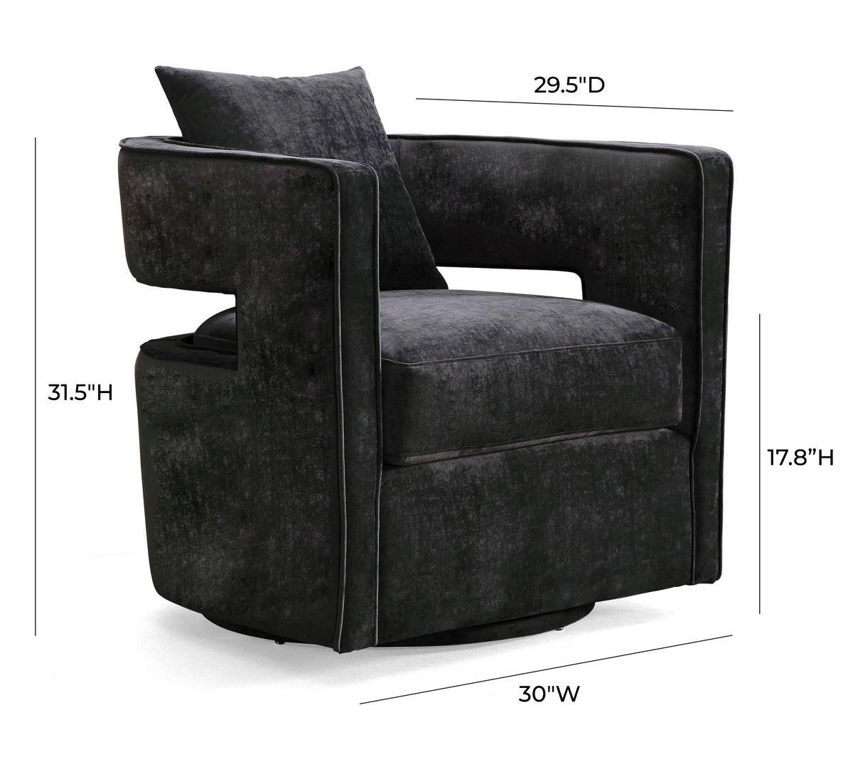 Kennedy Black Performance Velvet Swivel Chair by TOV Furniture – photo 7 of 8