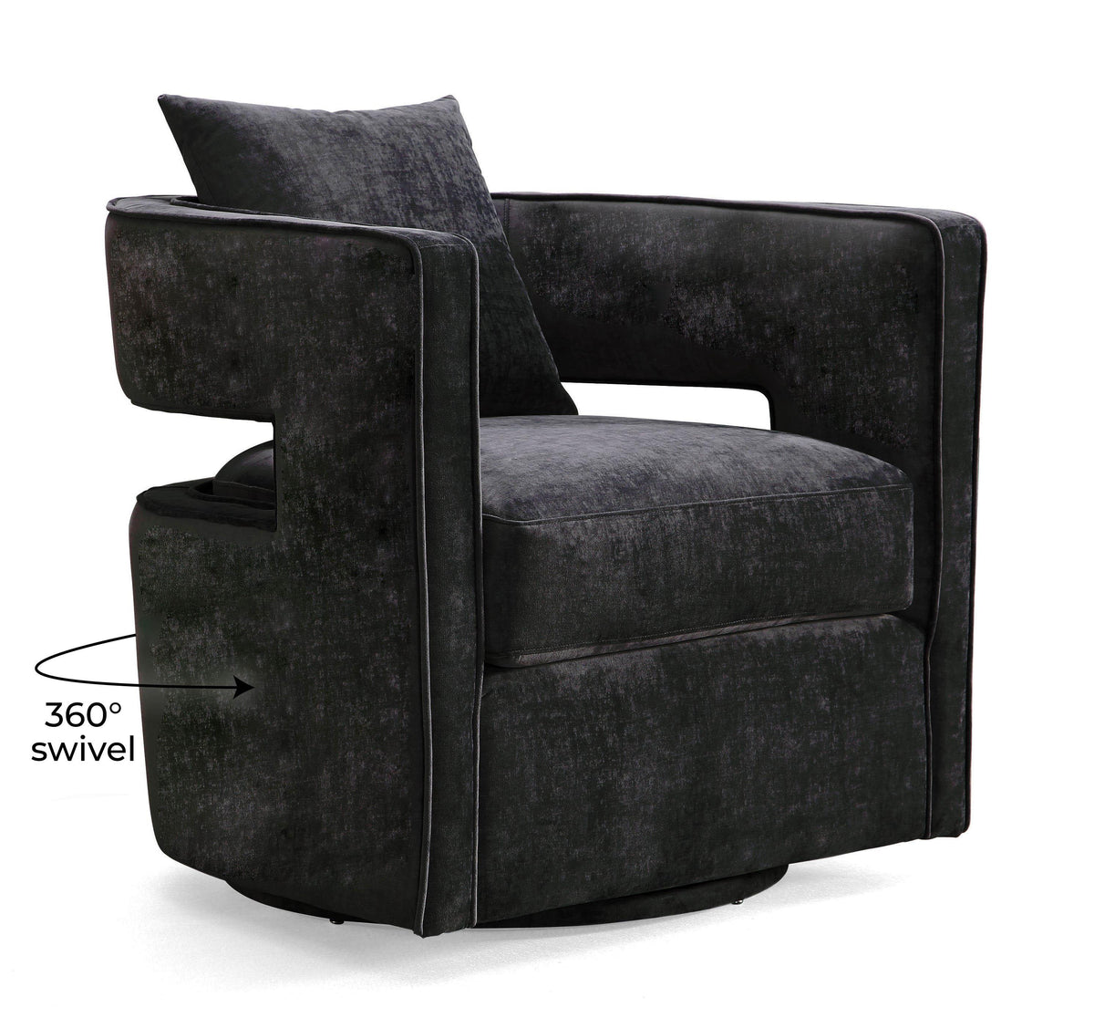Kennedy Black Performance Velvet Swivel Chair by TOV Furniture – photo 8 of 8
