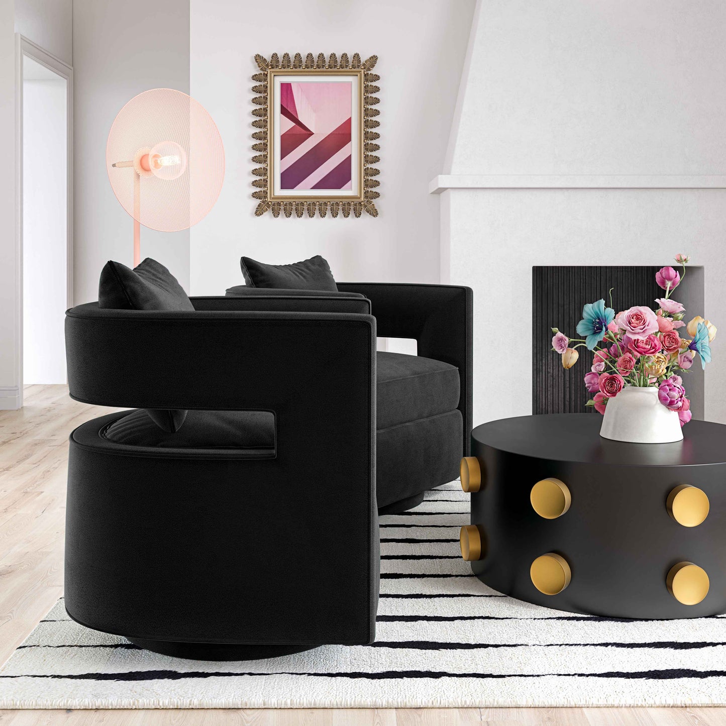 Kennedy Velvet Swivel Accent Chair by TOV S68311