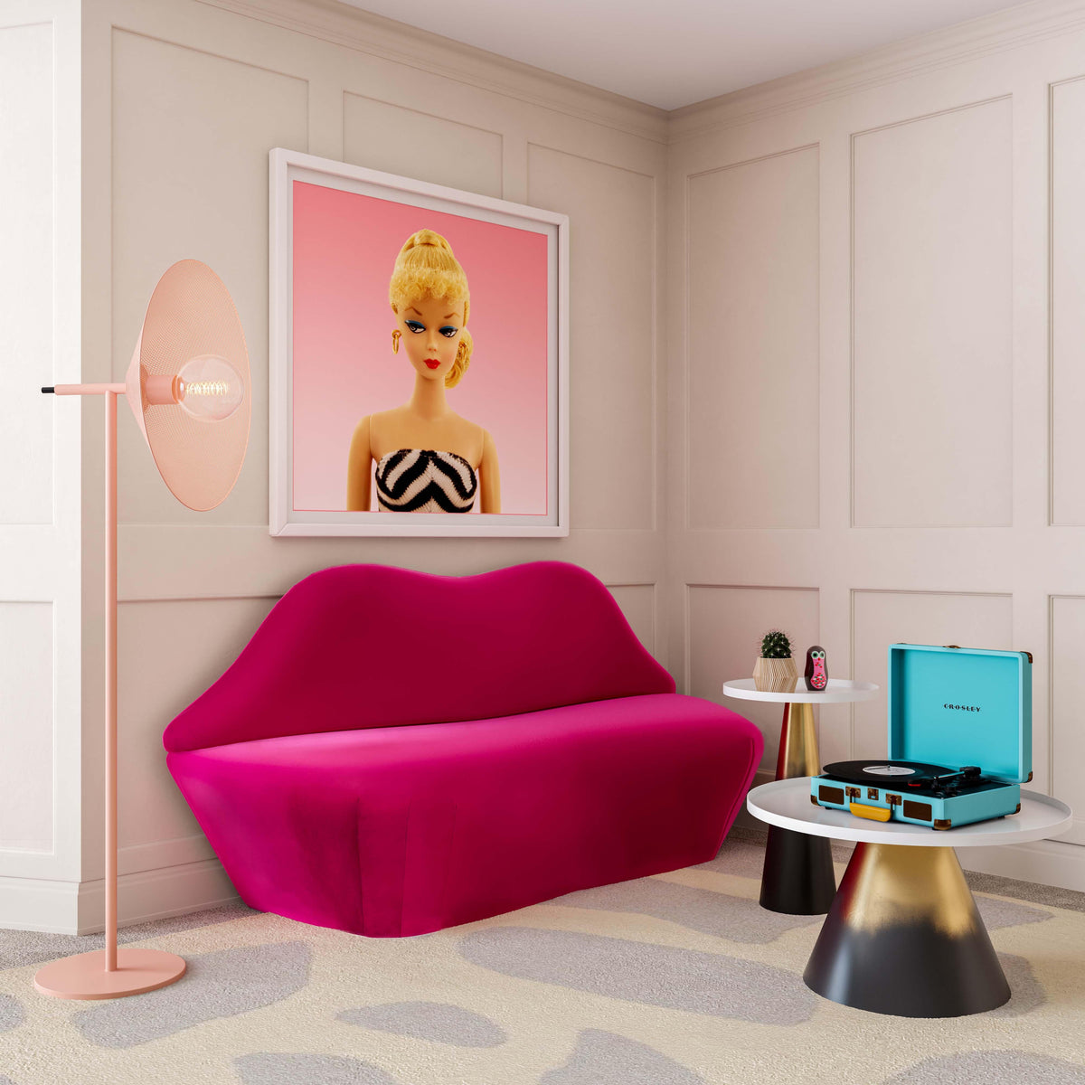 Lips 68" Performance Velvet Settee in Pink by TOV Furniture – photo 2 of 6