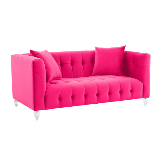 Bea 66 Hot Pink Velvet Loveseat by TOV L68317